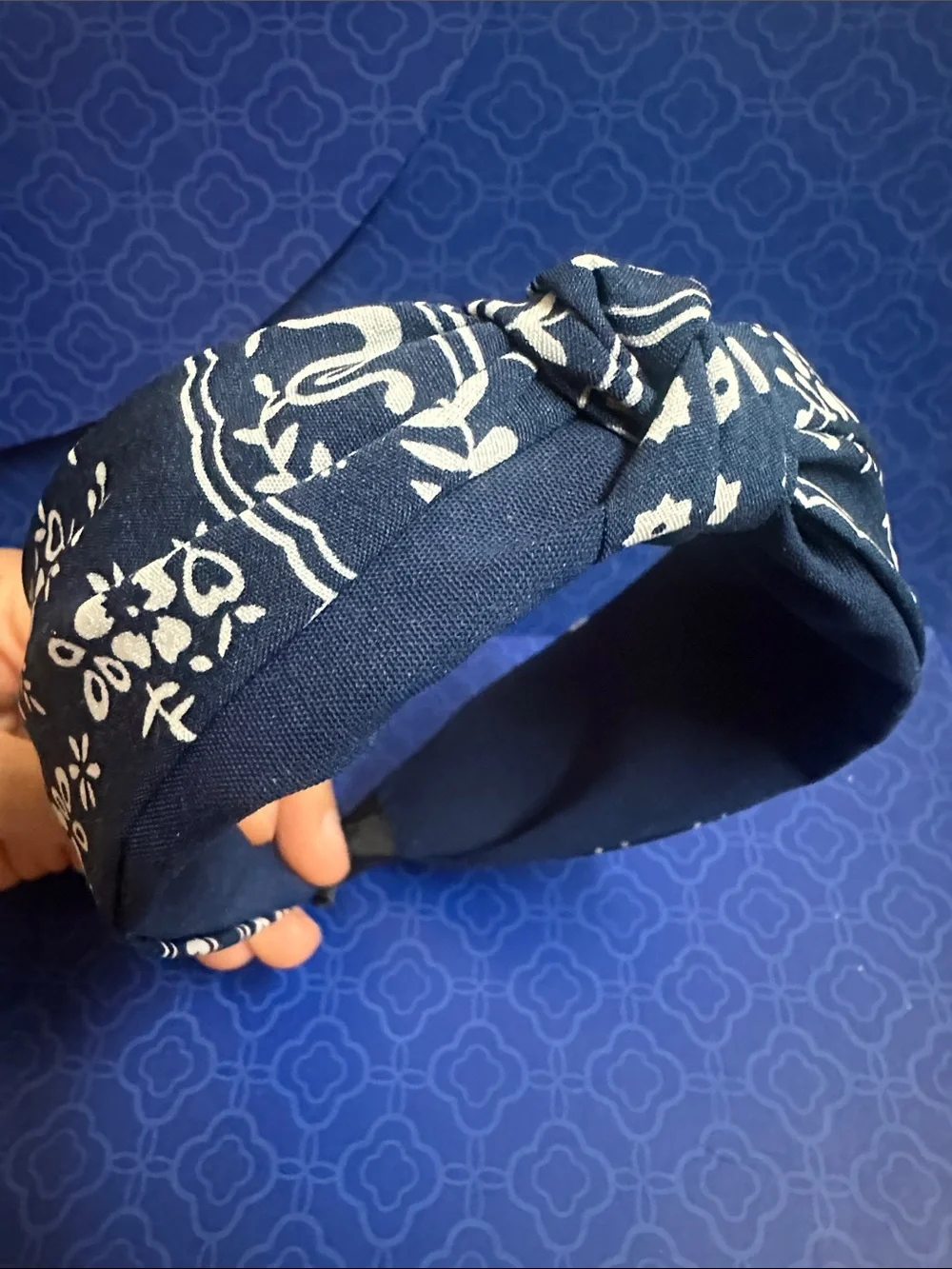 Navy Paisley Knotted Headband